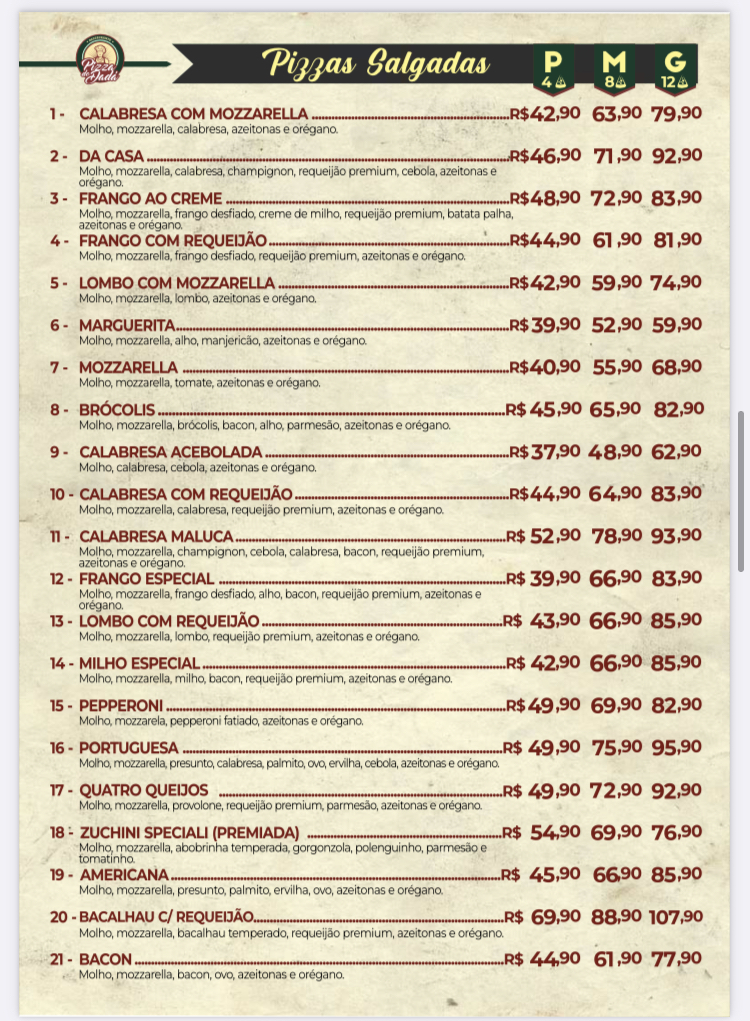 Pizza do Dadá - Restaurante Menu - Image 1
